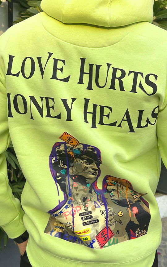 LOVE HURTS MONEY HEALS-NEON GREEN - St.Jones