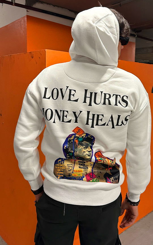 LOVE HURTS MONEY HEALS-WHITE - St.Jones