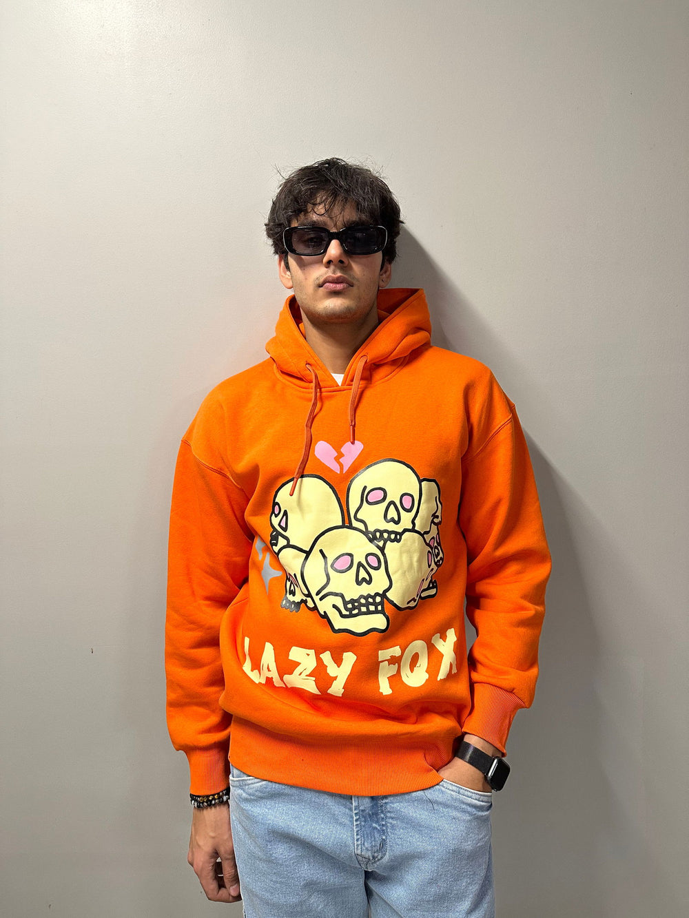 Lazyfox-Skull hoodie Orange - St.Jones