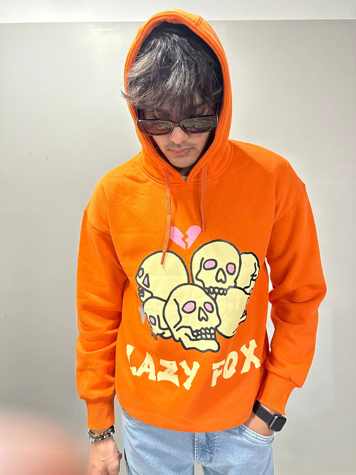 Lazyfox-Skull hoodie Orange - St.Jones