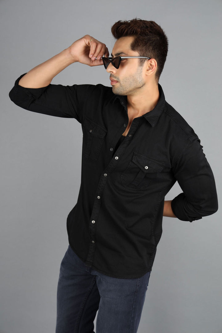 Men Cargo Shirt Black - St.Jones