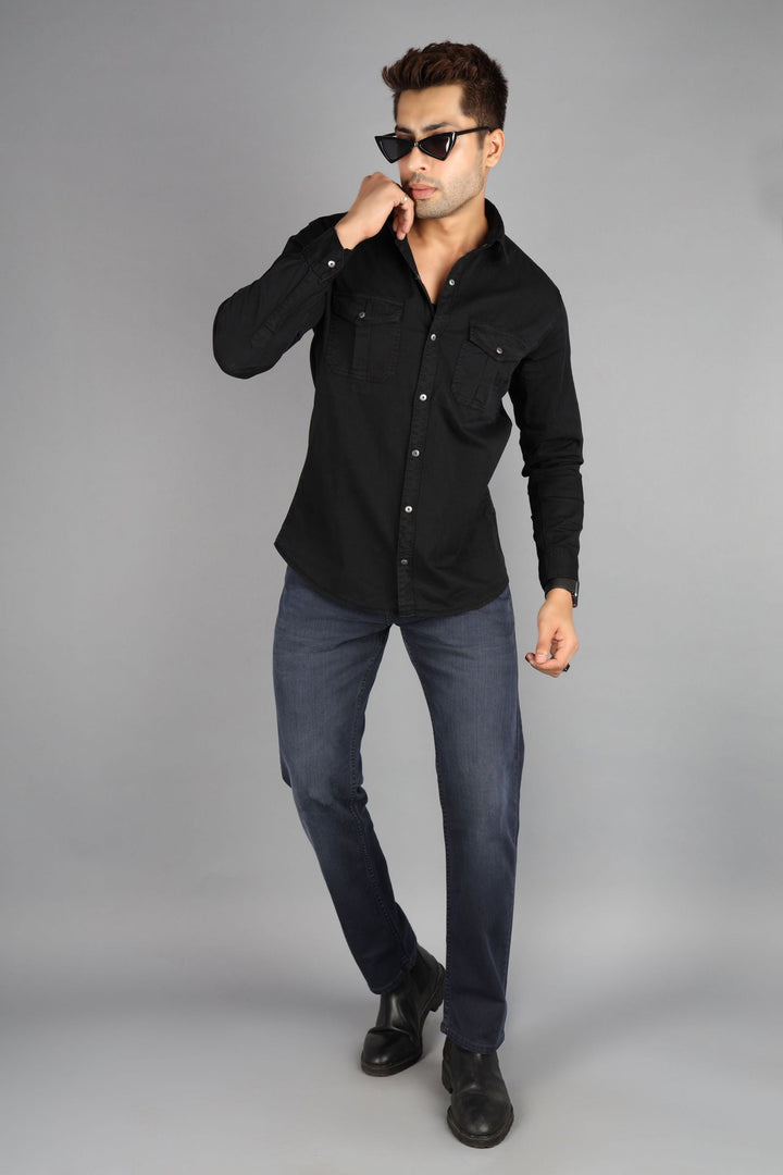 Men Cargo Shirt Black - St.Jones