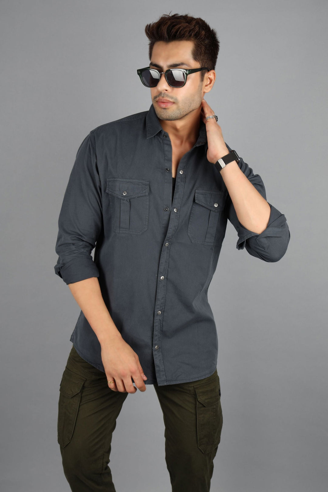 Men Cargo Shirt Dark grey - St.Jones