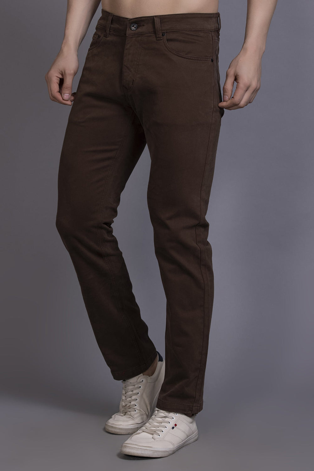 Men Colored jeans Slimfit-Dark Brown - St.Jones