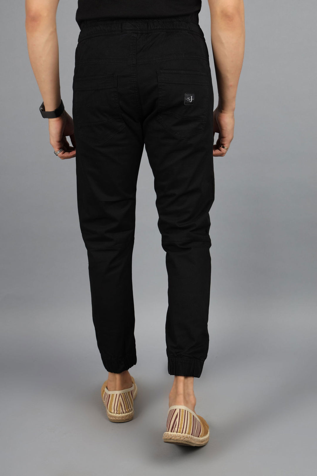 Men Flatfront Rib Joggers-Black - St.Jones