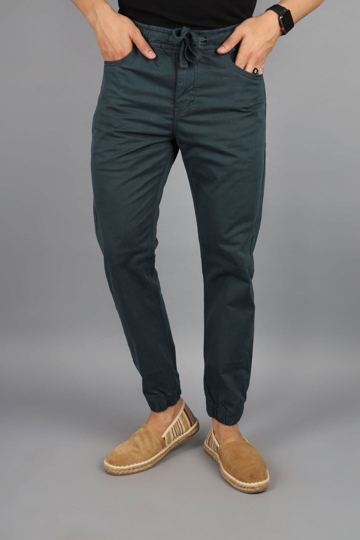 Men Flatfront Rib Joggers-Bottle green - St.Jones