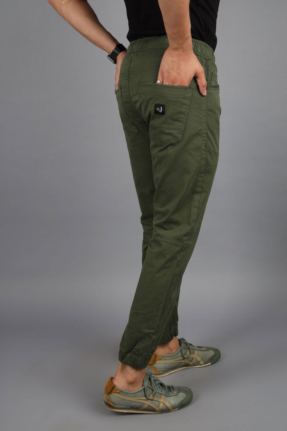 Men Flatfront Rib Joggers-Dark green - St.Jones