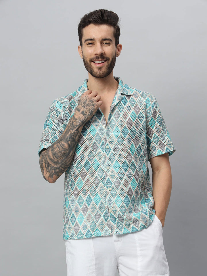 Men Green printed half shirt - St.Jones