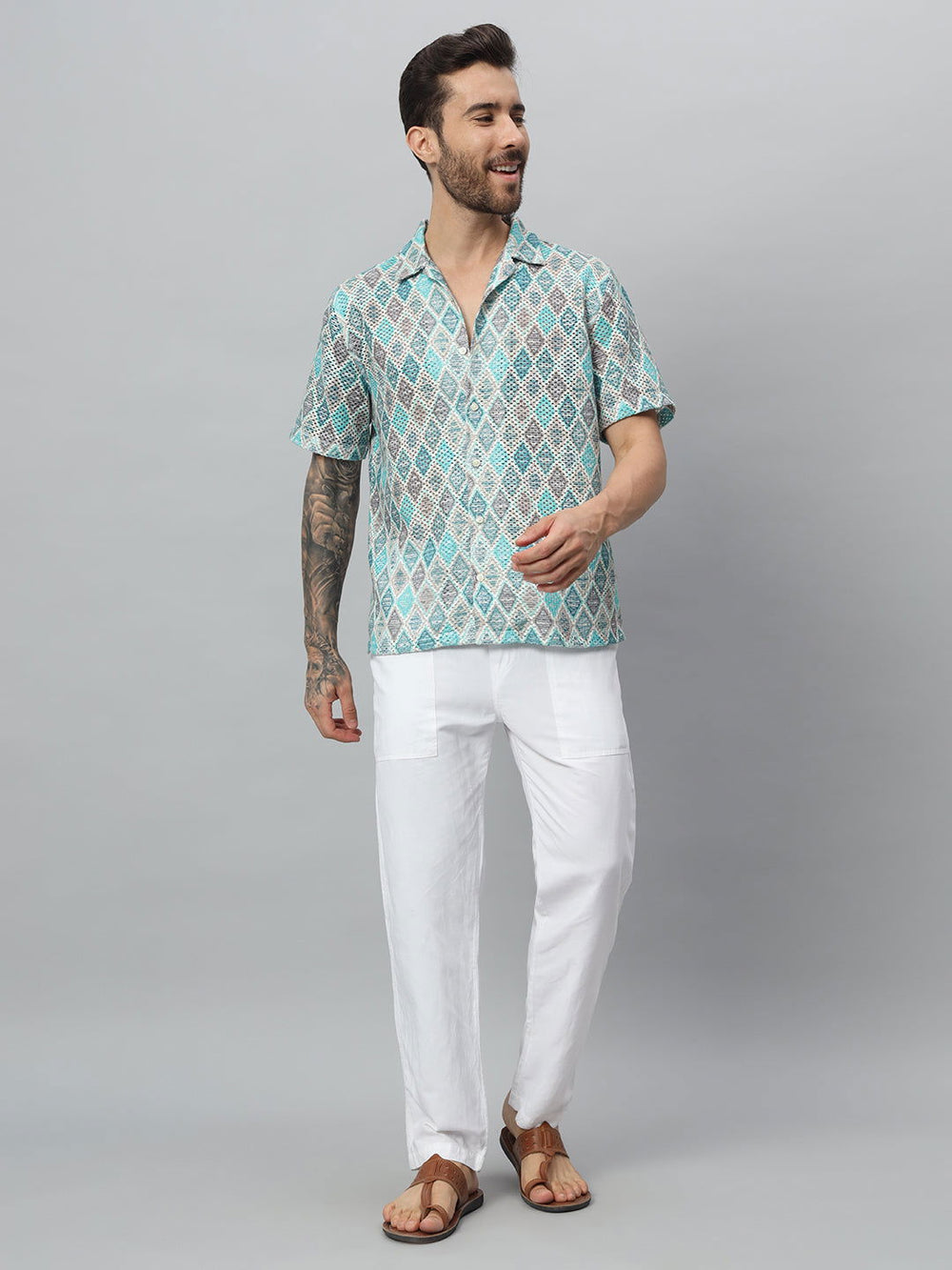 Men Green printed half shirt - St.Jones