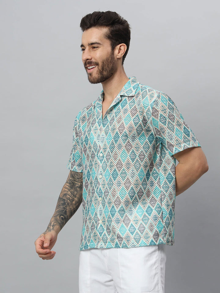 Men Green printed half shirt - St.Jones