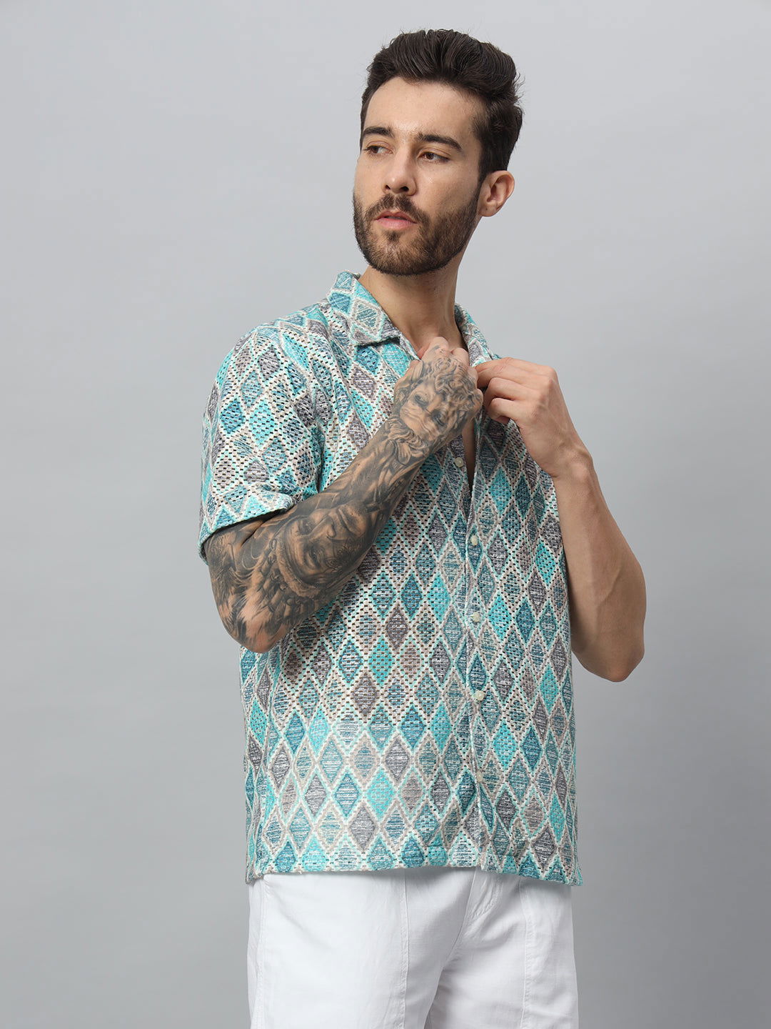 Men Green printed half shirt - St.Jones