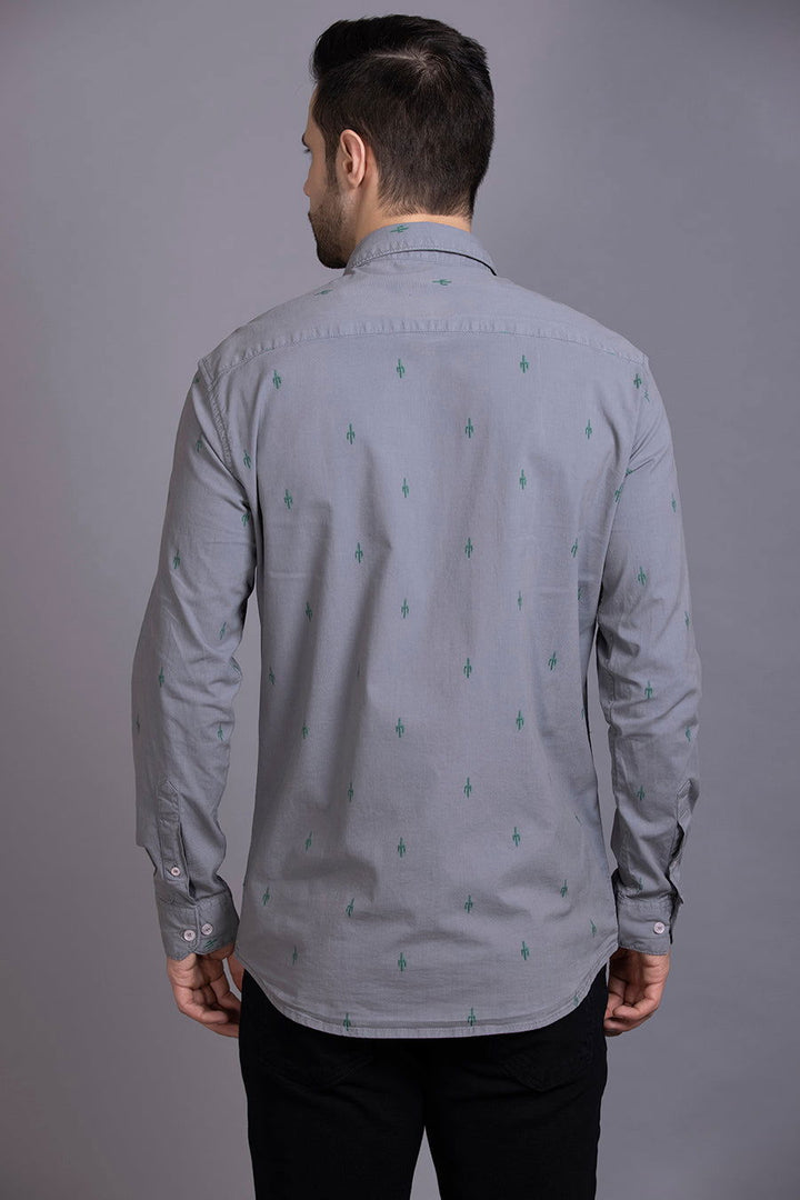 Men Grey Printed Shirt Lycra - St.Jones