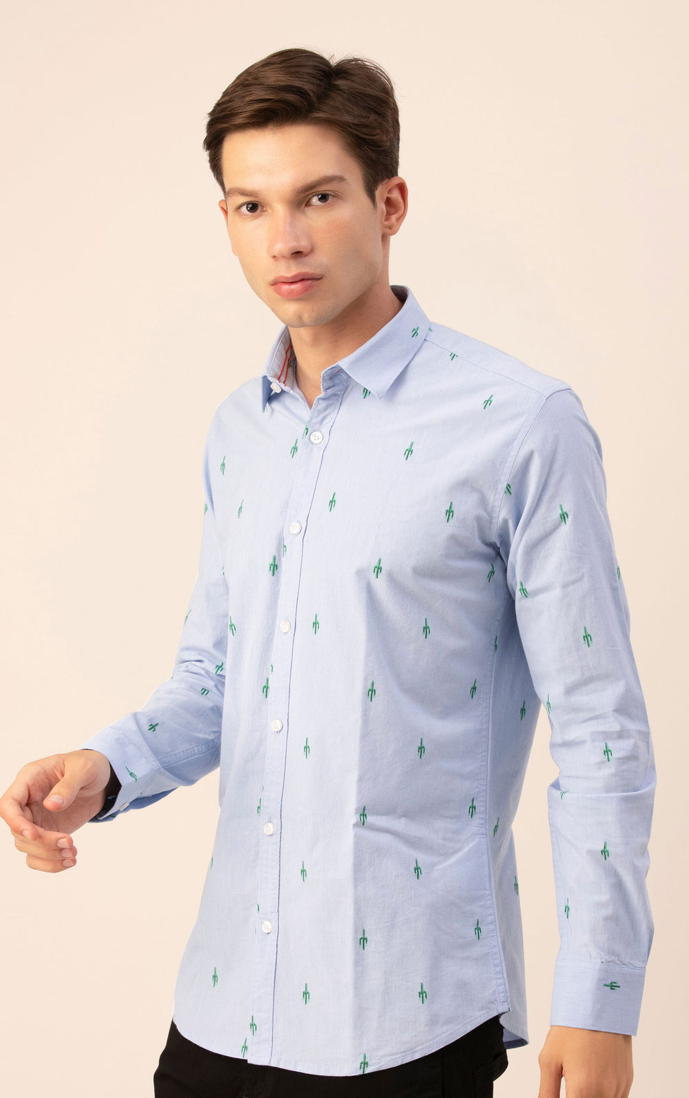 Men Sky bluePrinted Shirt Lycra - St.Jones