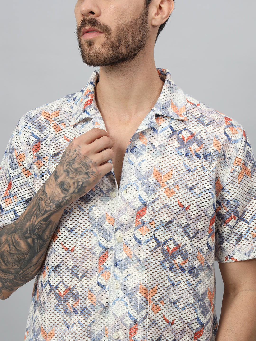 Men net printed Half shirt - St.Jones