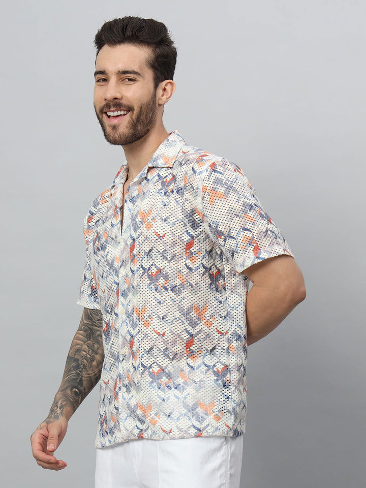 Men net printed Half shirt - St.Jones