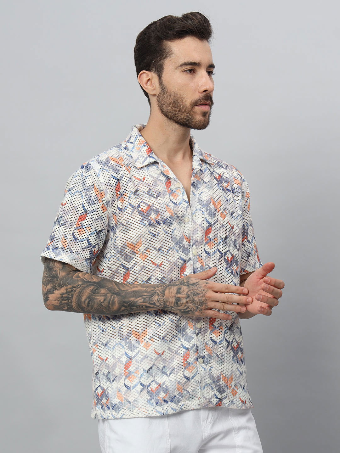 Men net printed Half shirt - St.Jones