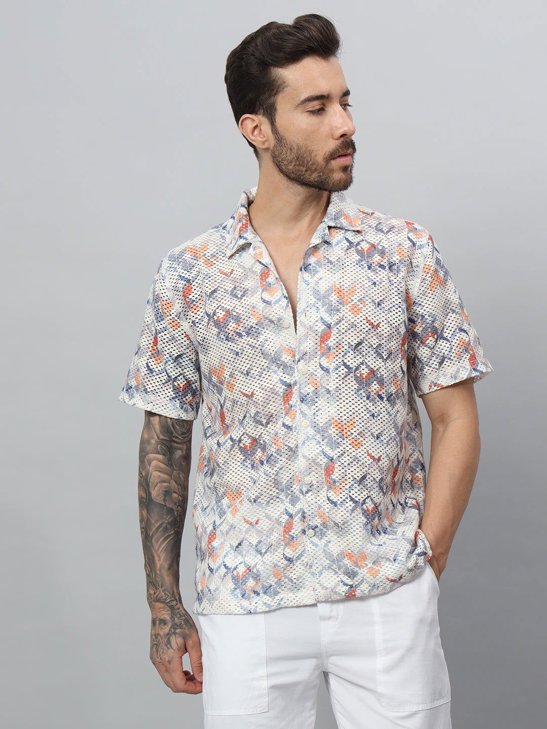 Men net printed Half shirt - St.Jones