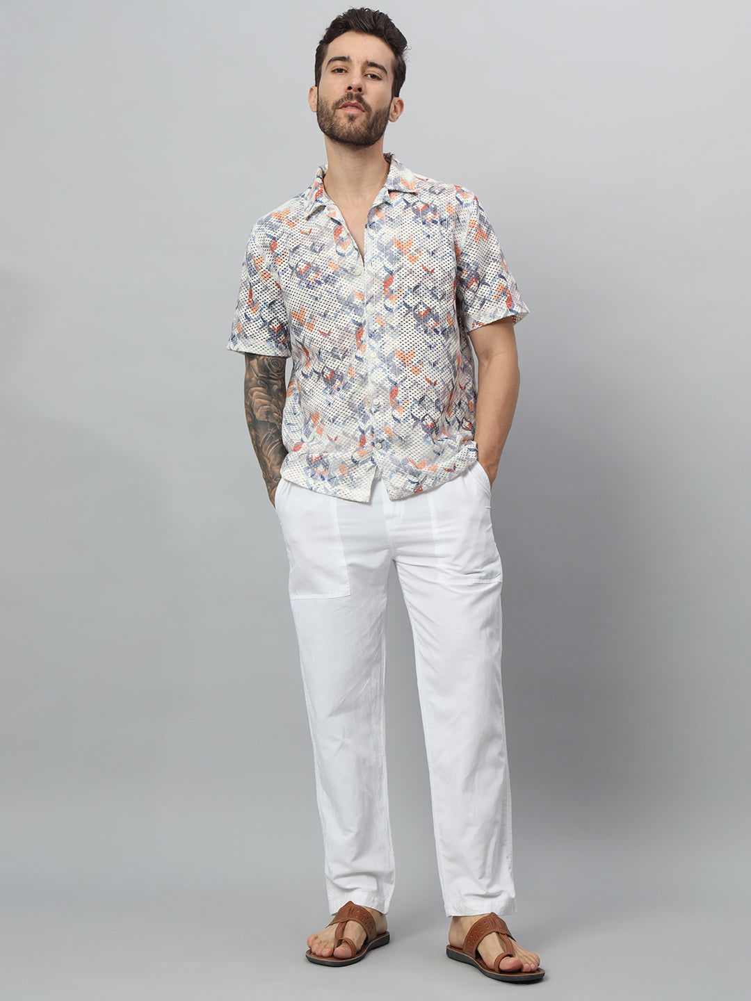 Men net printed Half shirt - St.Jones