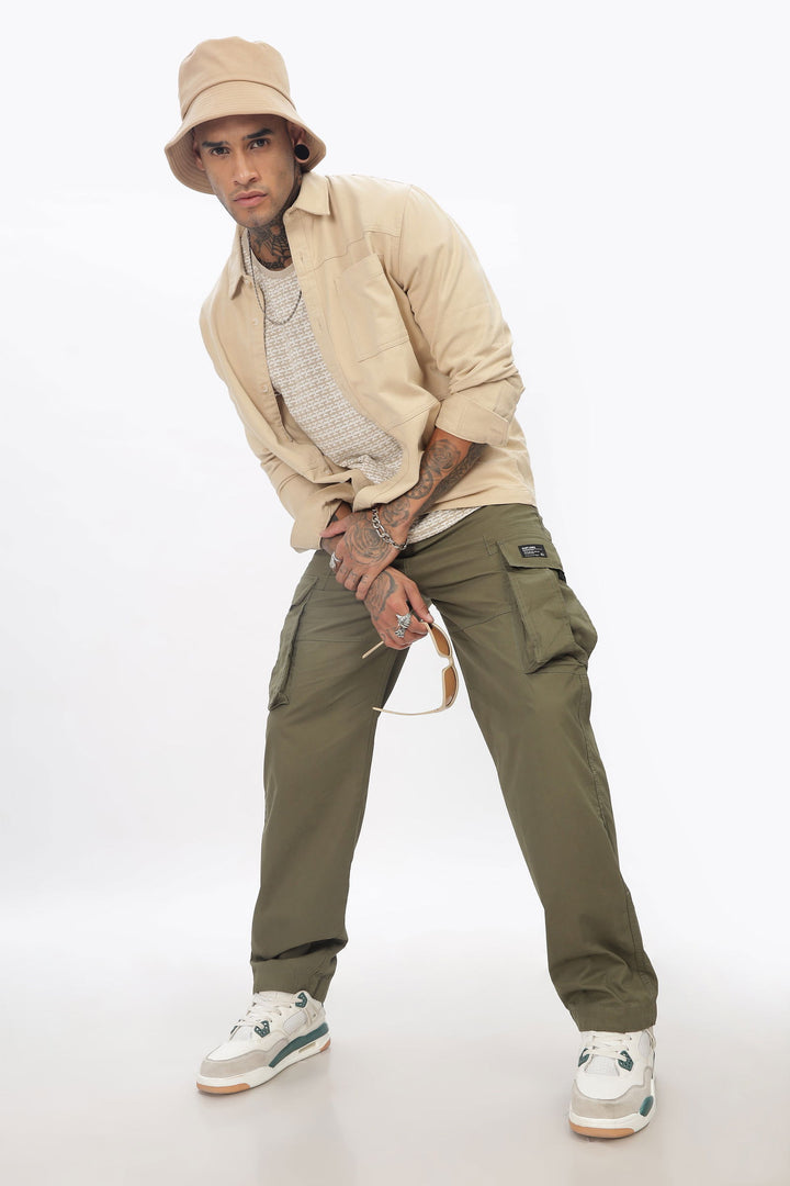 OLIVE STRAIGHT CARGO PANTS - St.Jones