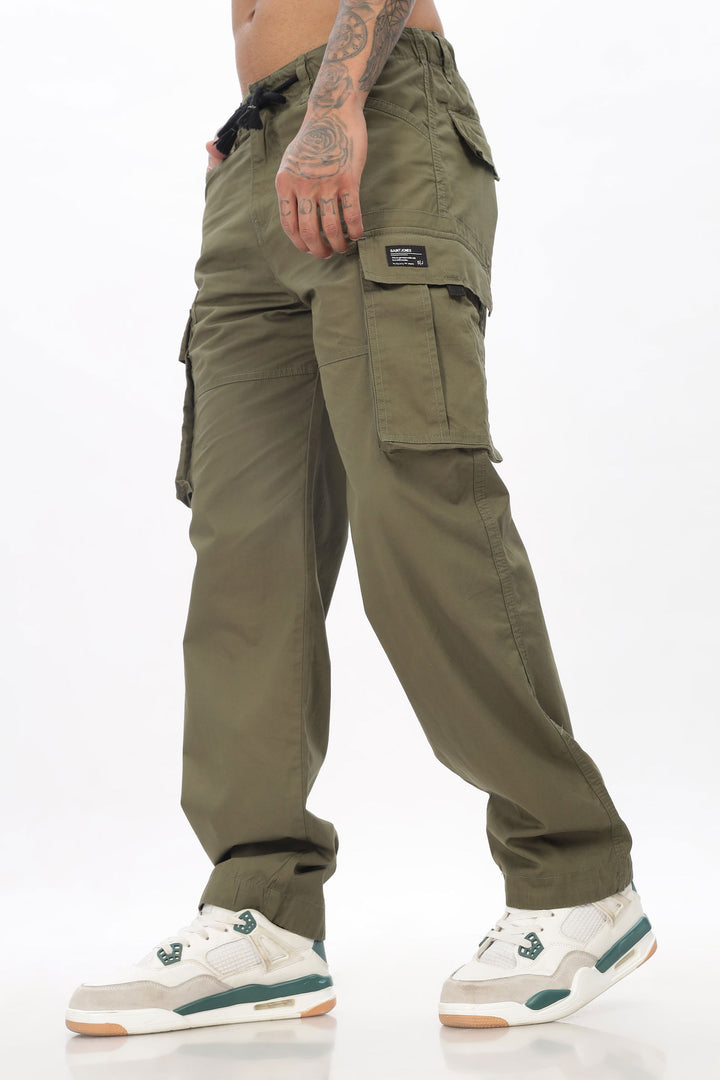 OLIVE STRAIGHT CARGO PANTS - St.Jones