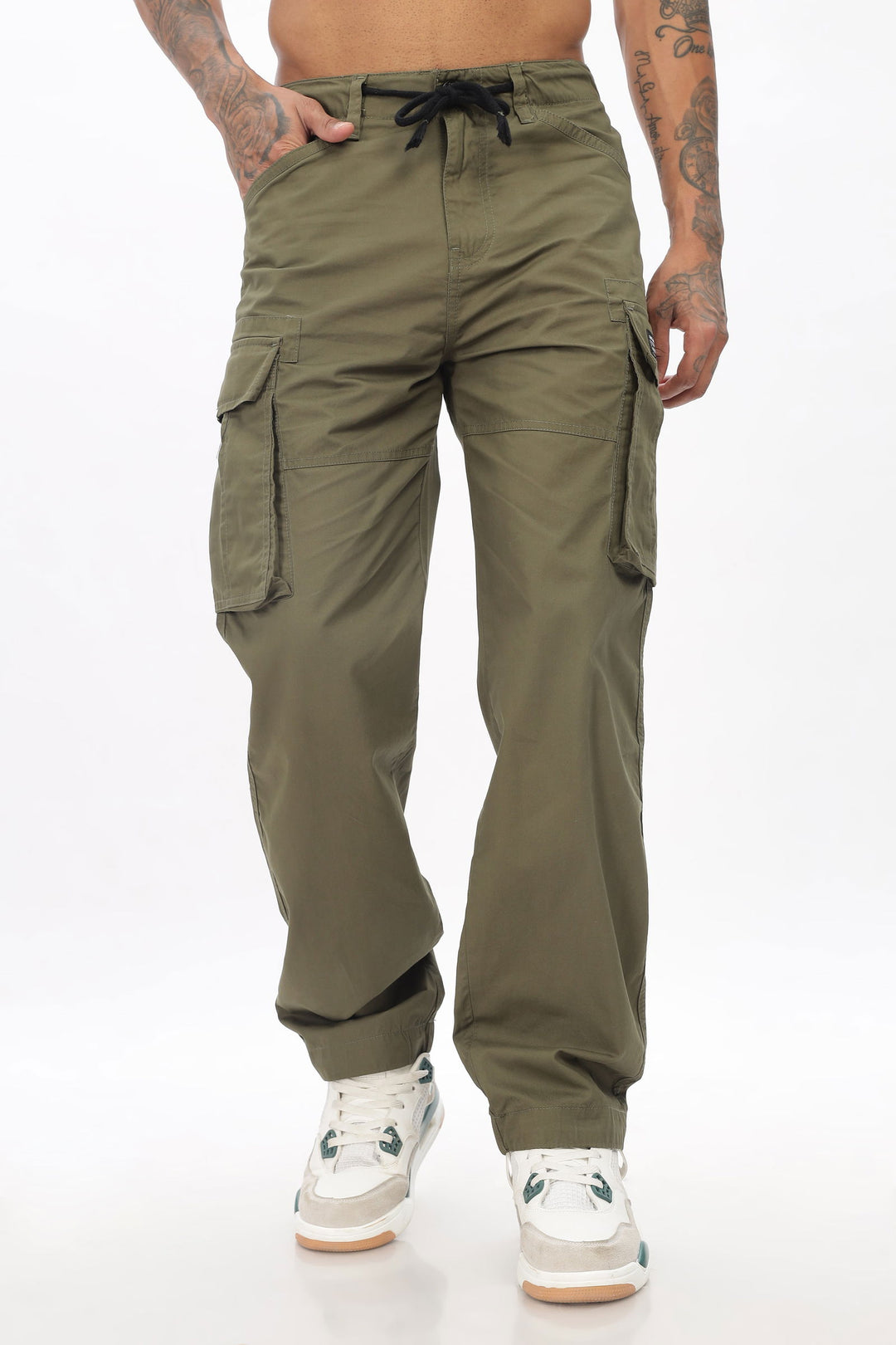 OLIVE STRAIGHT CARGO PANTS - St.Jones