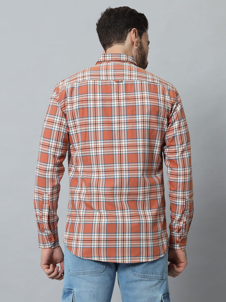 ORANGE-WHITE CHECK TWILL SHIRT - St.Jones