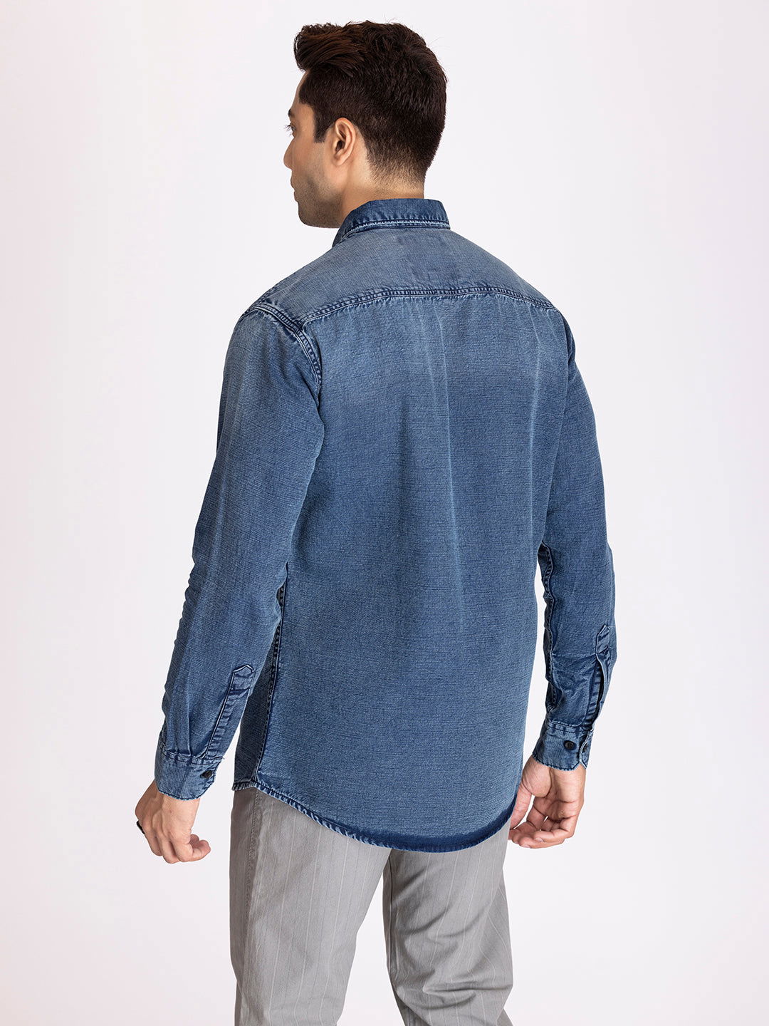 PREMIUM SLUB DENIM SHIRT-BLUE - St.Jones