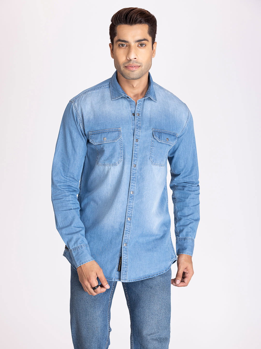 PREMIUM SLUB DENIM SHIRT-SKY BLUE - St.Jones