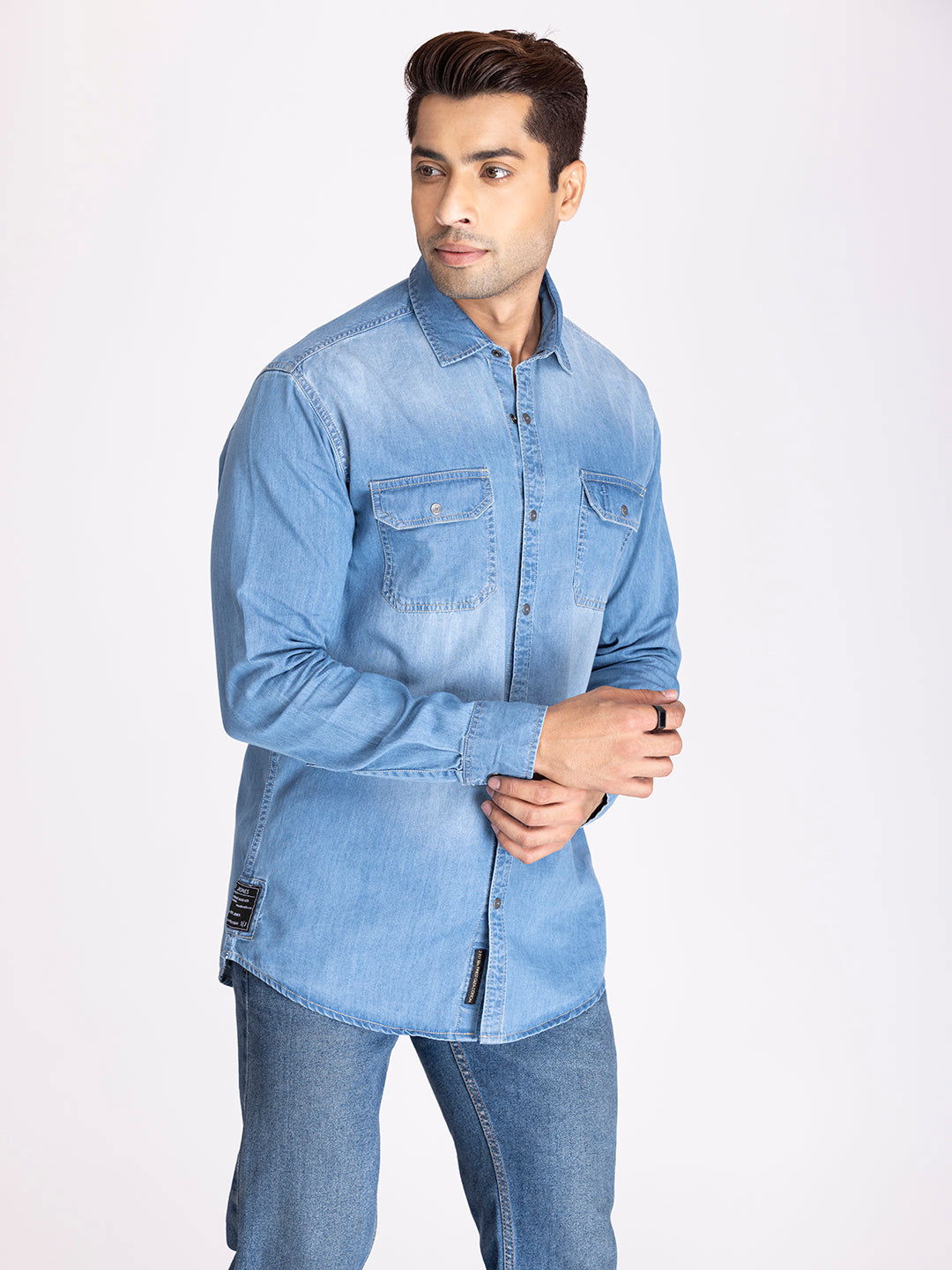 PREMIUM SLUB DENIM SHIRT-SKY BLUE - St.Jones