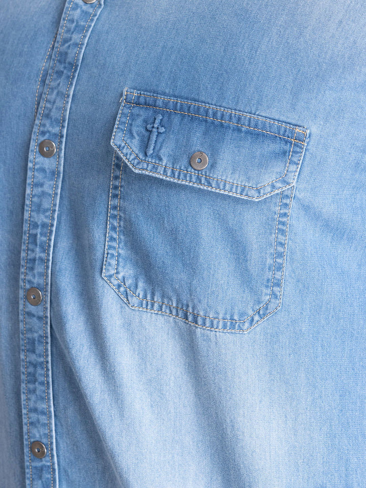 PREMIUM SLUB DENIM SHIRT-SKY BLUE - St.Jones