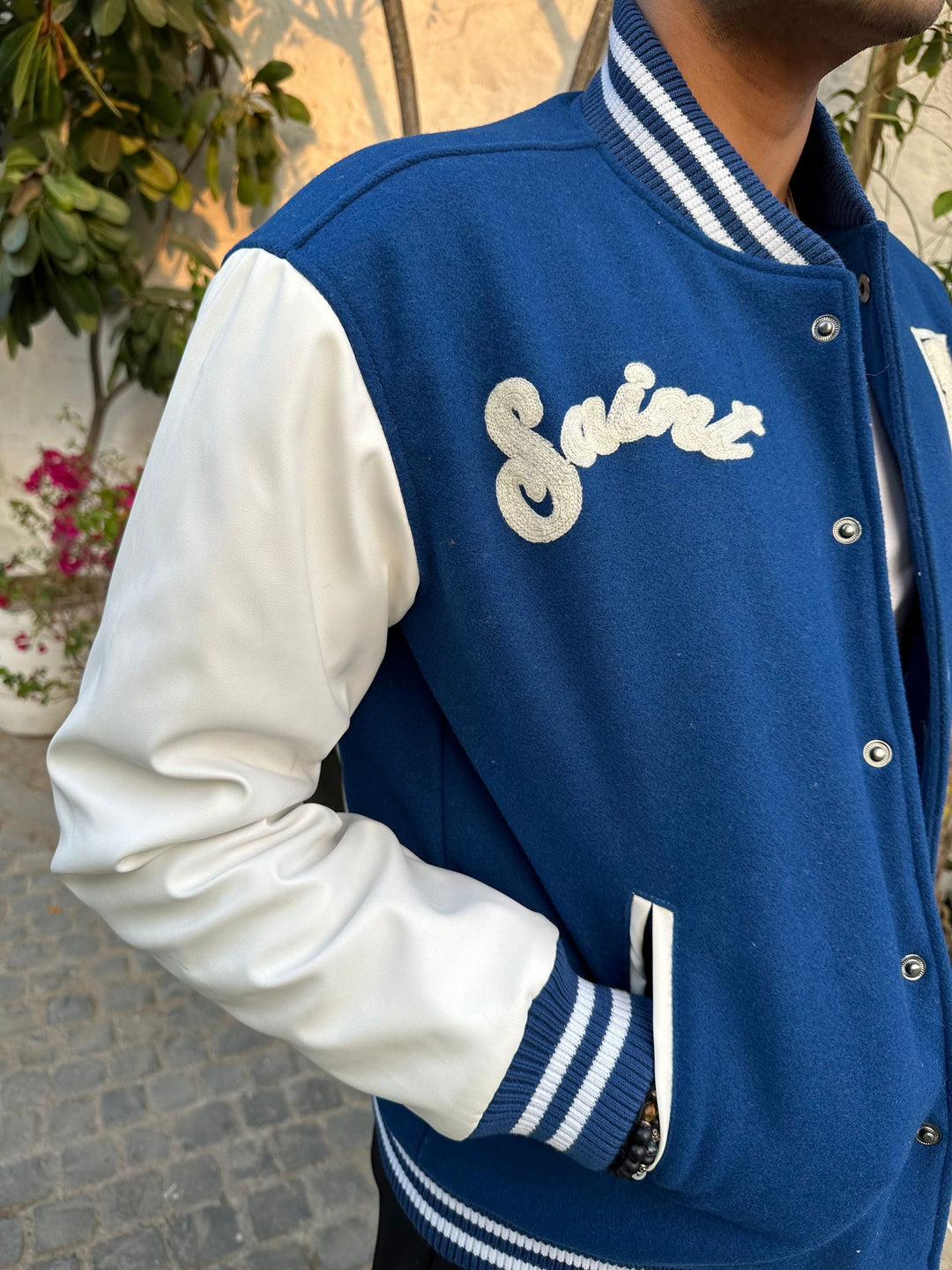 ROYAL BLUE VARSITY JACKET –