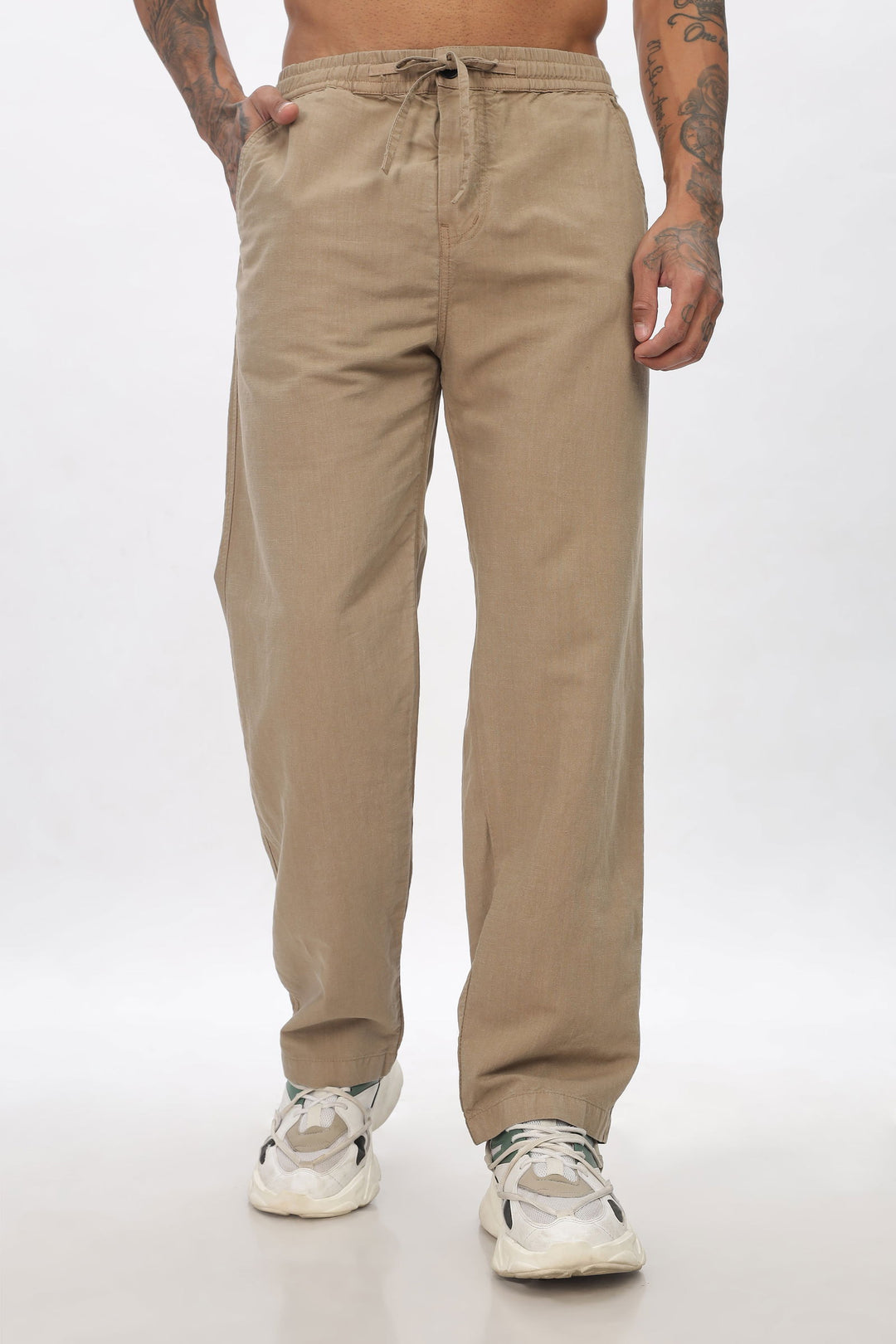 SAINTJONES-BEIGE LINEN PANTS - St.Jones