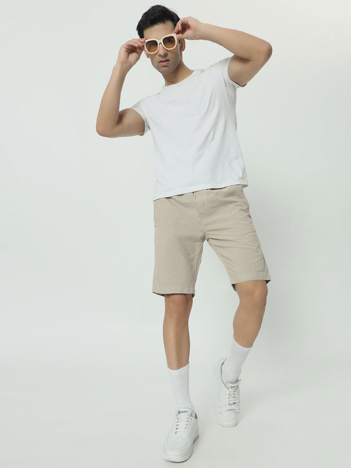 SAINTJONES-BEIGE LINEN SHORTS - St.Jones