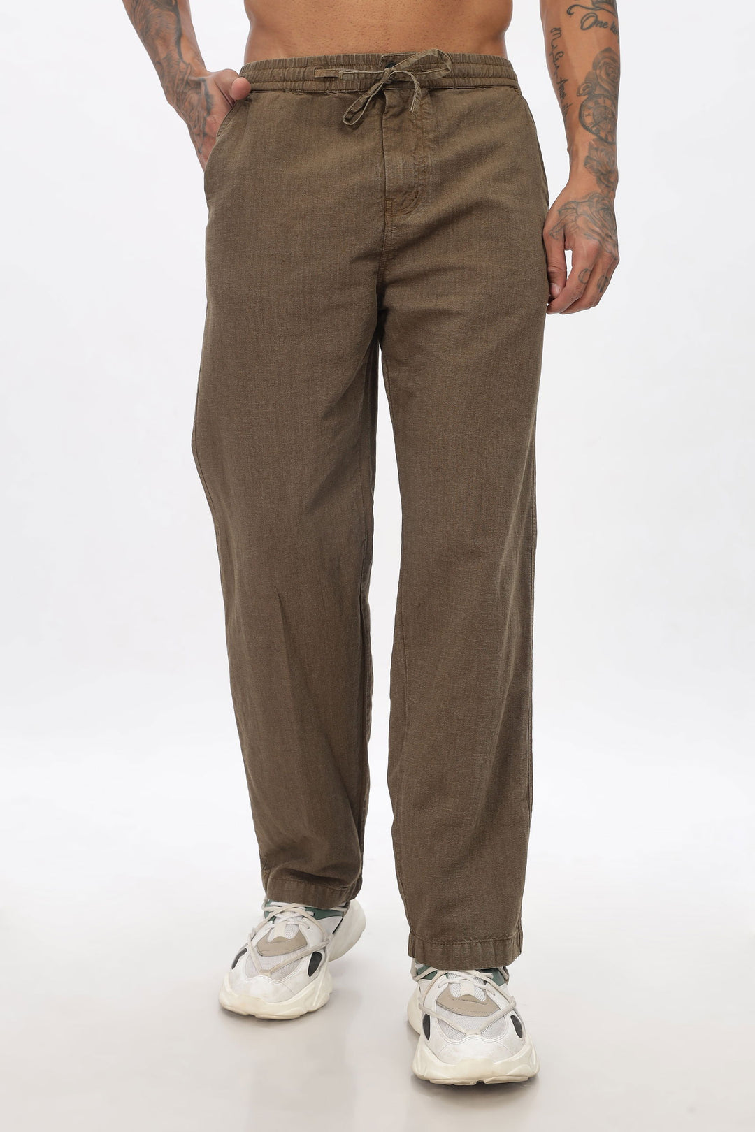 SAINTJONES-BROWN LINEN PANTS - St.Jones