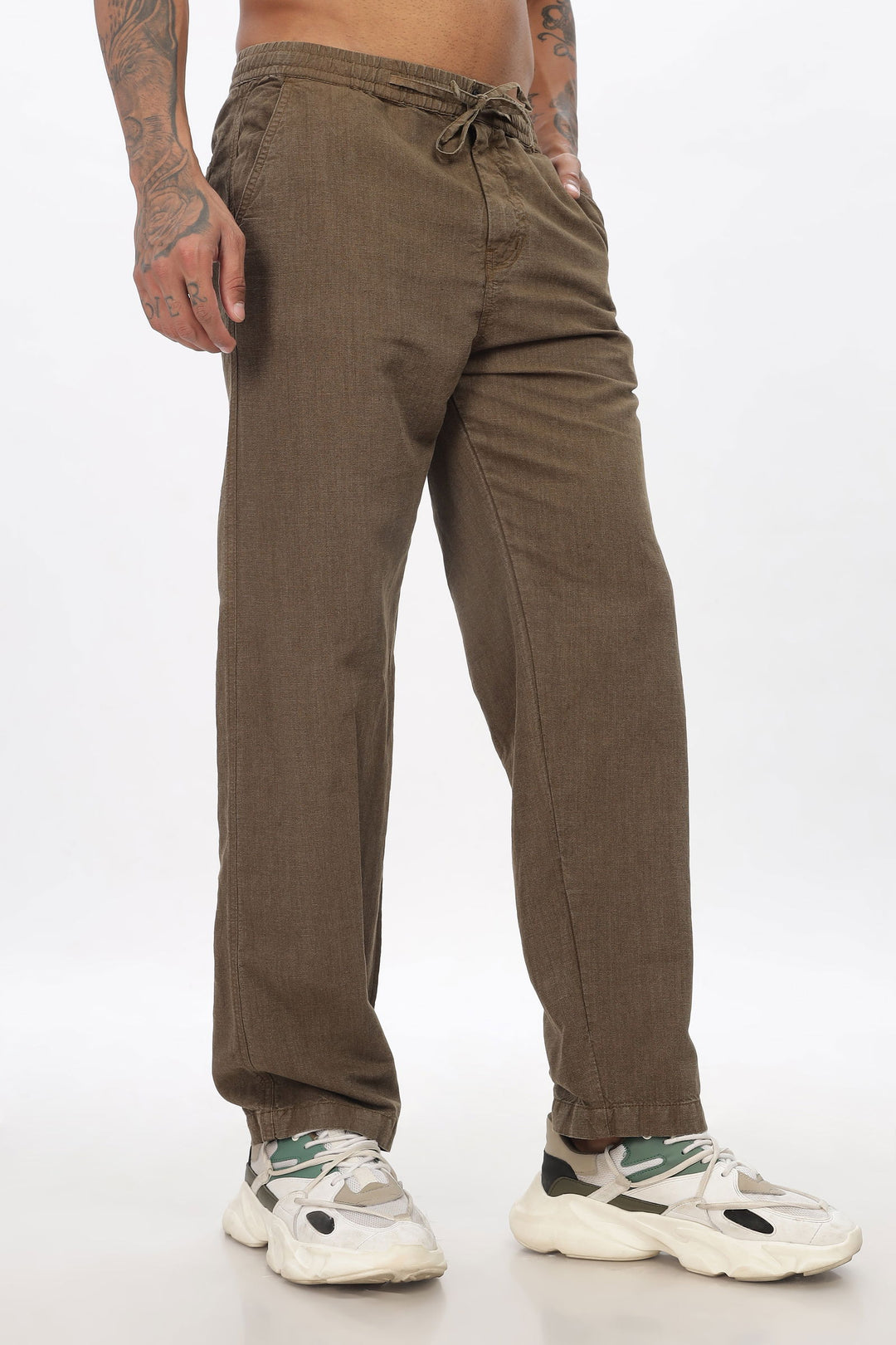 SAINTJONES-BROWN LINEN PANTS - St.Jones