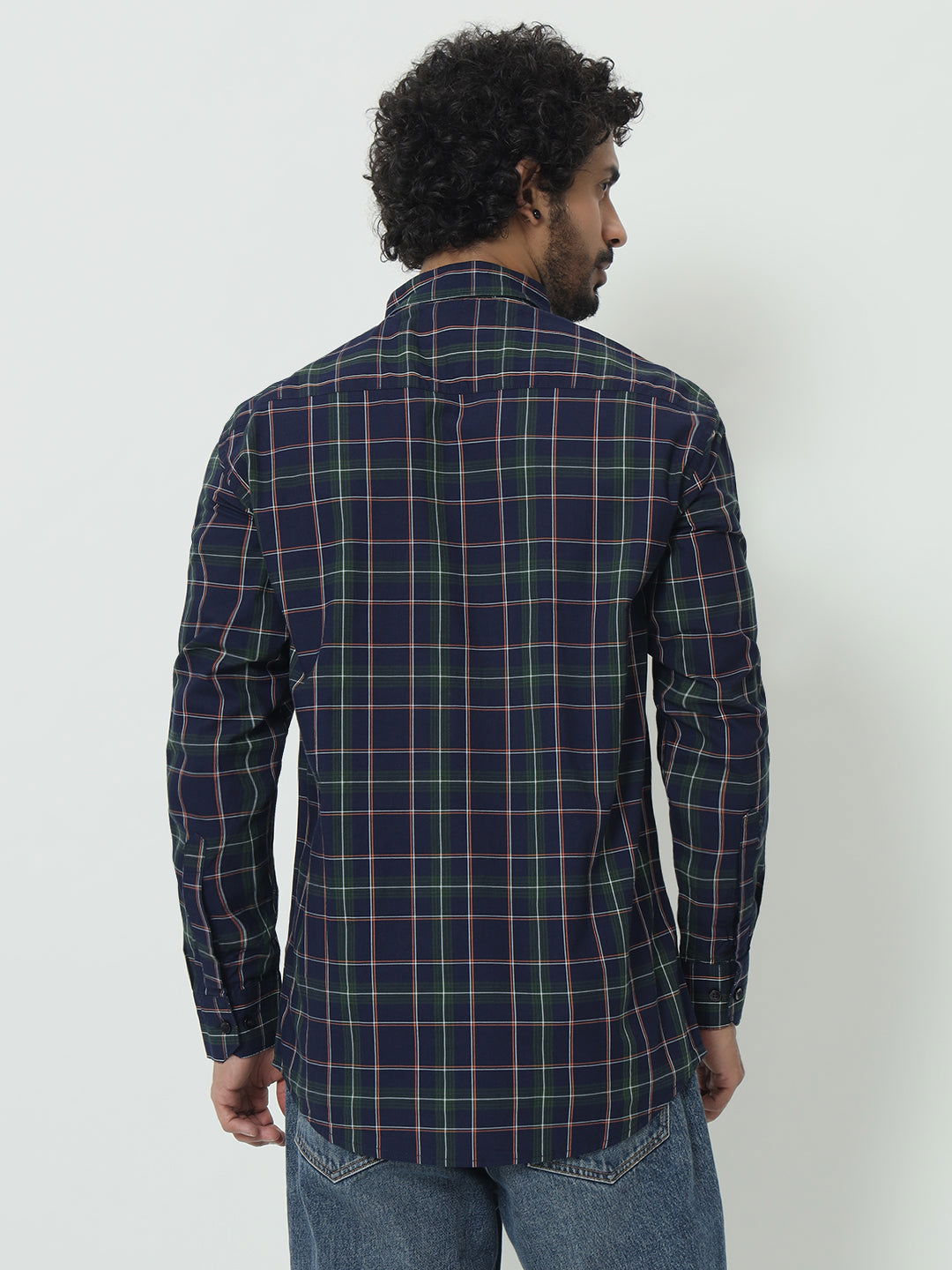 SAINTJONES-GREEN INDIGO CHECK SHIRT - St.Jones