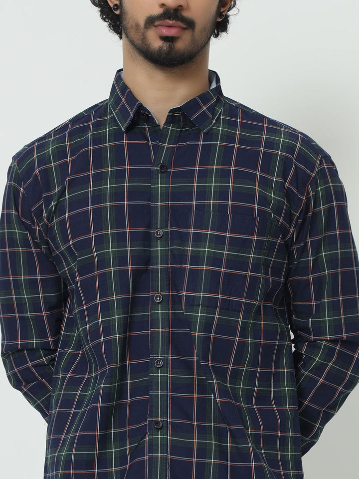 SAINTJONES-GREEN INDIGO CHECK SHIRT - St.Jones