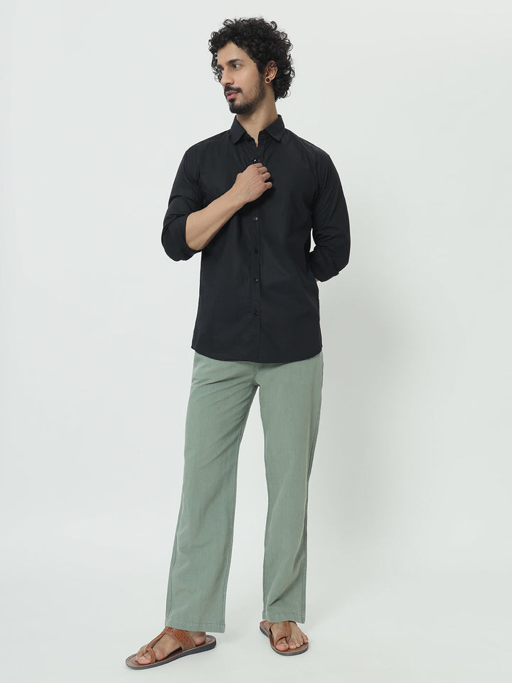 (SAINTJONES-GREEN LINEN PANTS - St.Jones