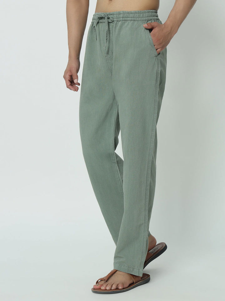 (SAINTJONES-GREEN LINEN PANTS - St.Jones