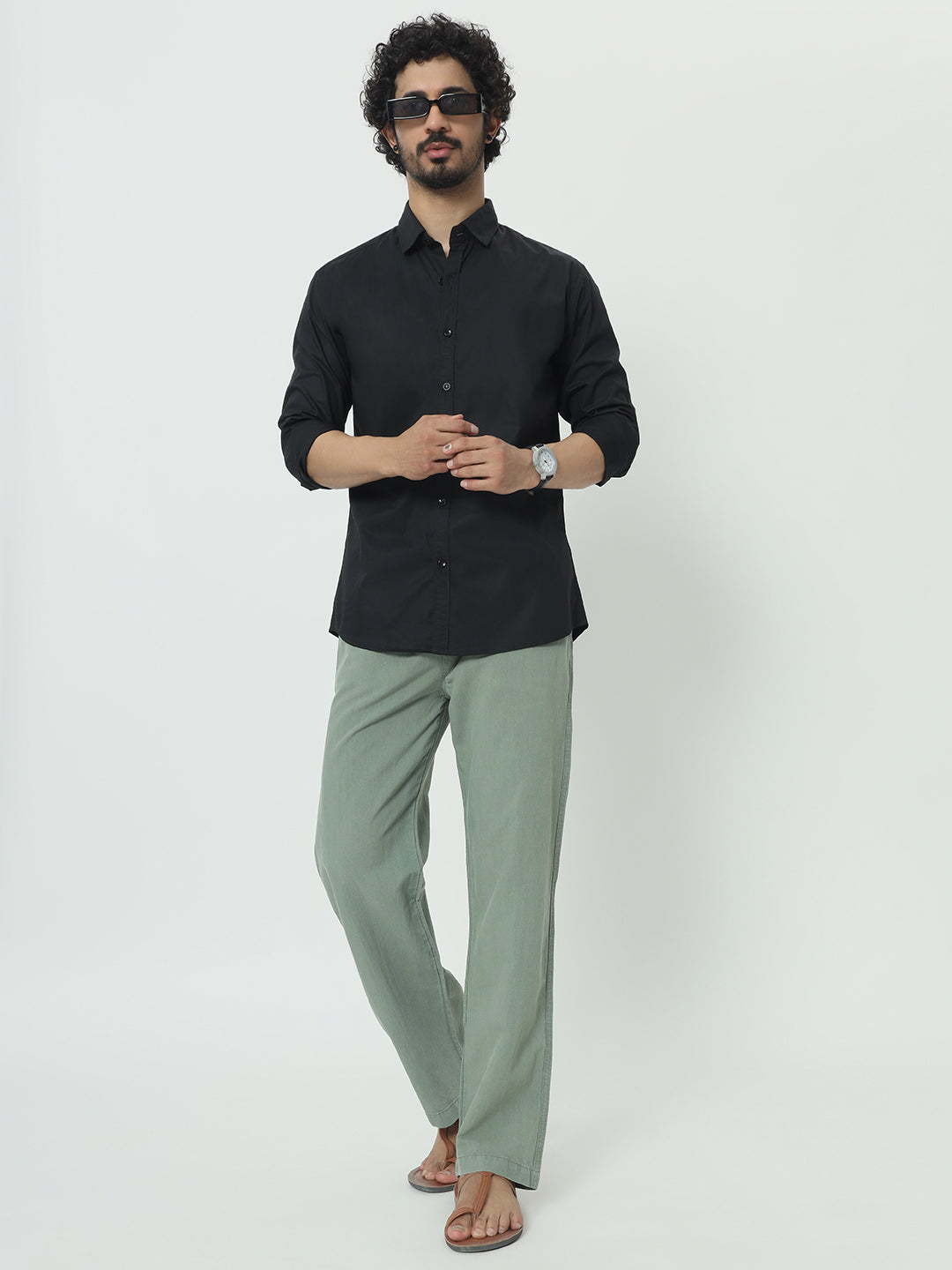 (SAINTJONES-GREEN LINEN PANTS - St.Jones