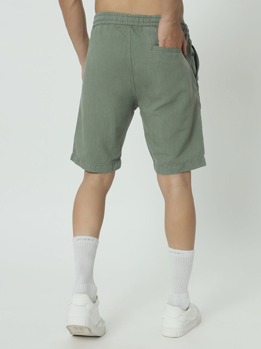 SAINTJONES-GREEN LINEN SHORTS - St.Jones