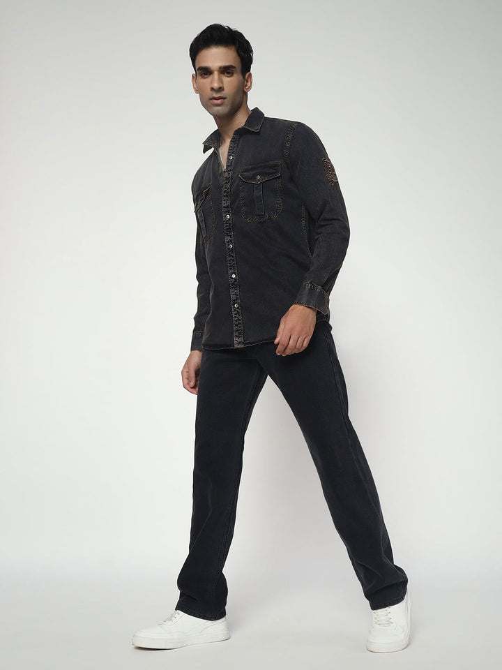 SAINTJONES-GREY BLACK RELAXED FIT JEANS - St.Jones