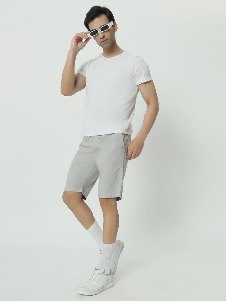 SAINTJONES-GREY LINEN SHORTS - St.Jones