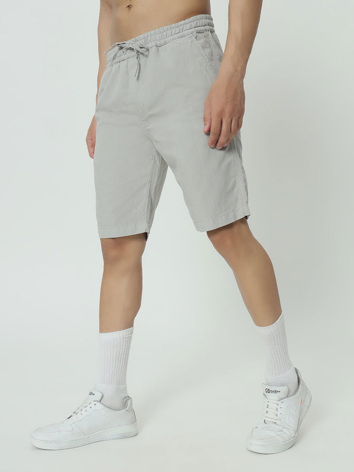 SAINTJONES-GREY LINEN SHORTS - St.Jones