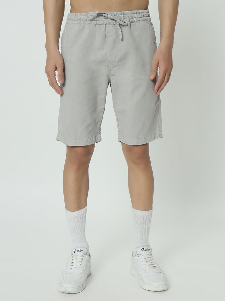 SAINTJONES-GREY LINEN SHORTS - St.Jones