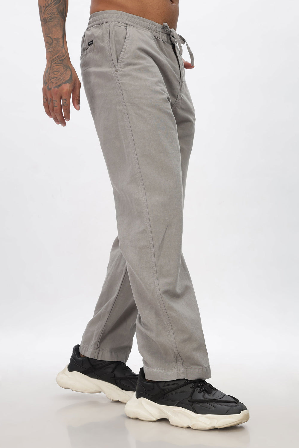 SAINTJONES-LIGHT GREY LINEN PANTS - St.Jones