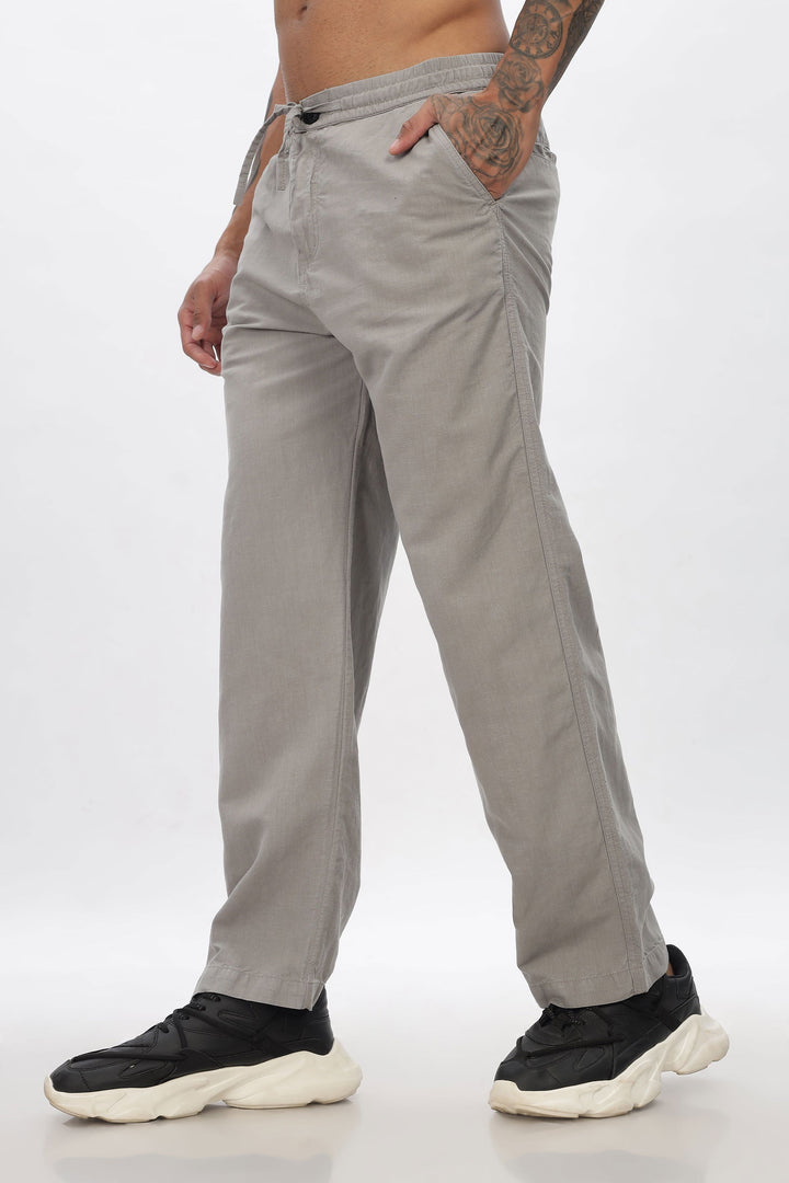 SAINTJONES-LIGHT GREY LINEN PANTS - St.Jones