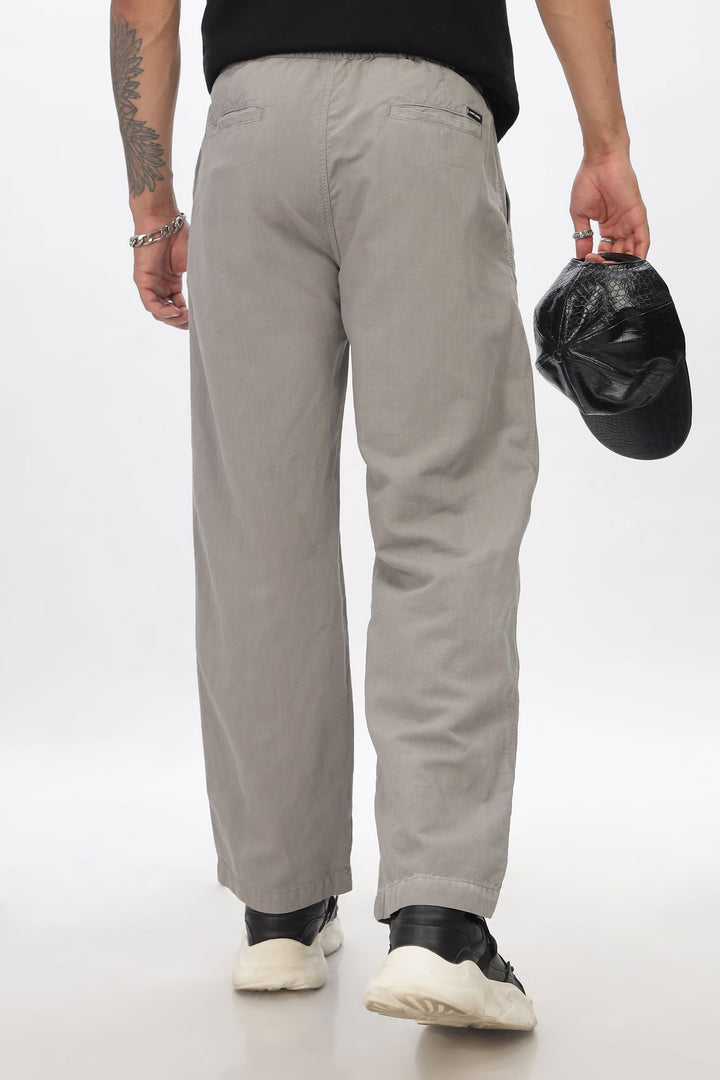 SAINTJONES-LIGHT GREY LINEN PANTS - St.Jones