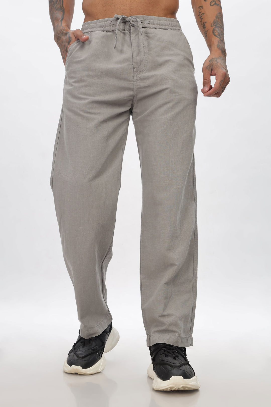 SAINTJONES-LIGHT GREY LINEN PANTS - St.Jones