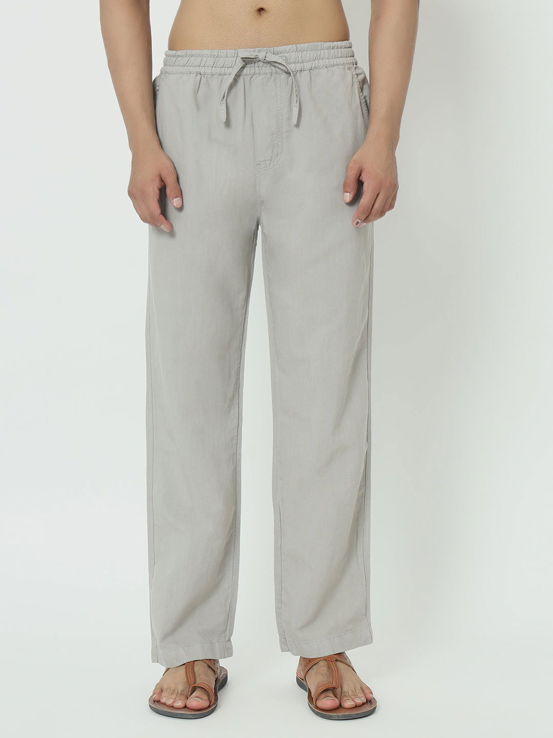 SAINTJONES-LINEN GREY PANTS - St.Jones